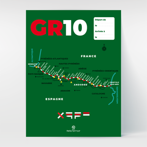 Affiche Poster Hello Terroir GR1O à personnaliser avec ses lieux et dates de départ et d'arrivée 