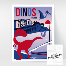 Charger l&#39;image dans la galerie, Hello Terroir Dinosaures à Banyuls - Poster au recto, coloriage au verso
