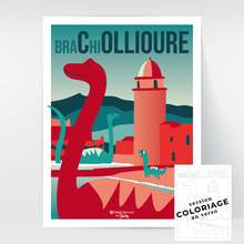 Charger l&#39;image dans la galerie, Hello Terroir Dinosaures à Collioure - Poster au recto, coloriage au verso
