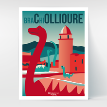 Charger l&#39;image dans la galerie, Hello Terroir Dinosaures à Collioure - Poster au recto, coloriage au verso - Vue Poster
