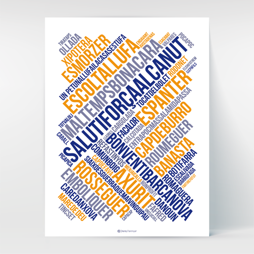 Affiche Poster Hello Terroir expressions catalanes style graphique bleus et orange