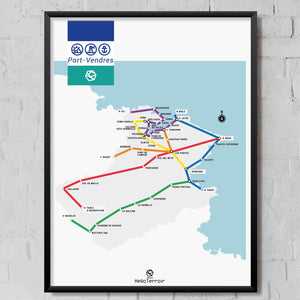 Affiche Poster Hello Terroir Plan de métro de Port-Vendres aperçu dans décor cadre